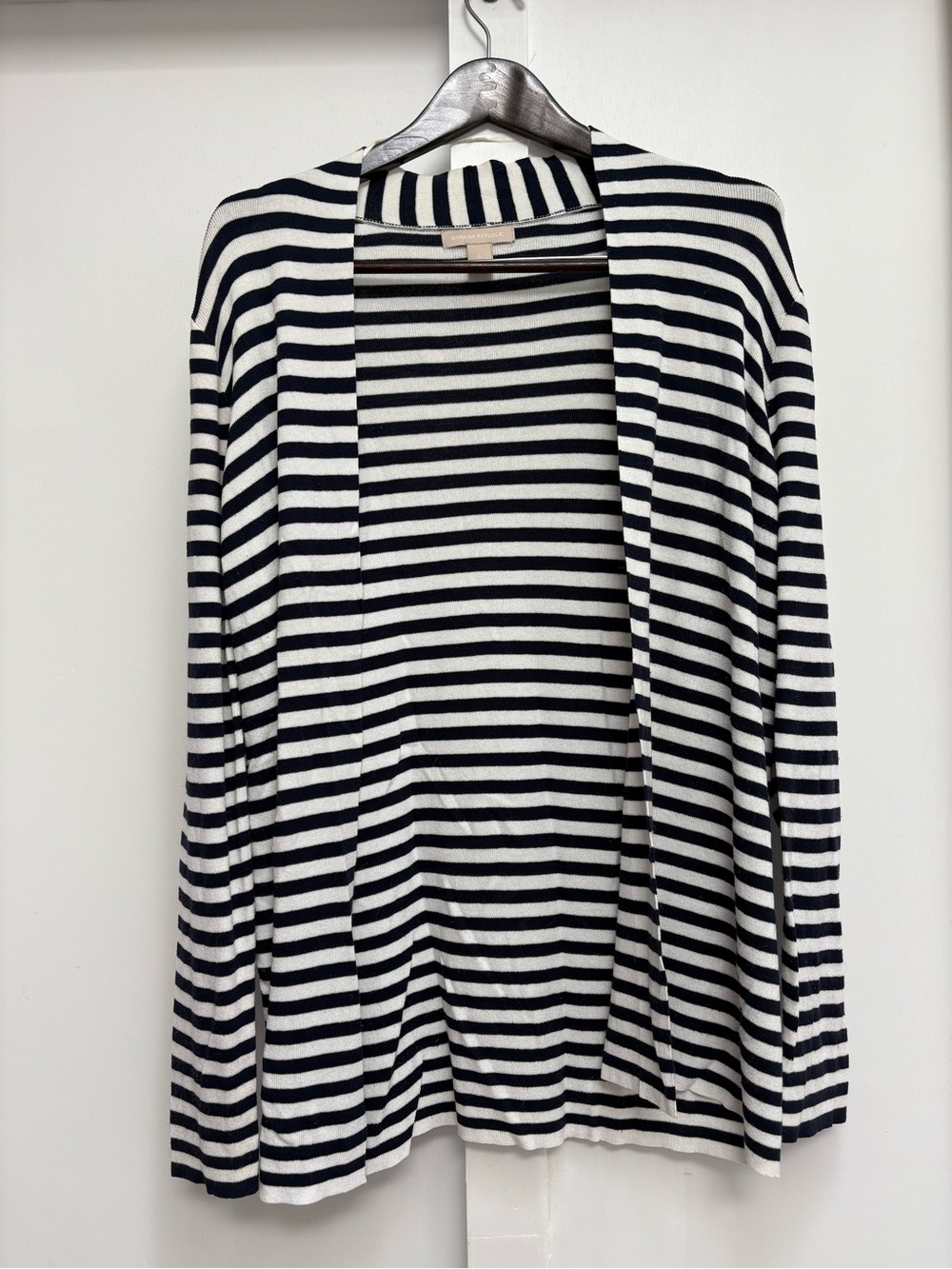 Striped Open Front Women's Cardigan - Navy & White ⚓️